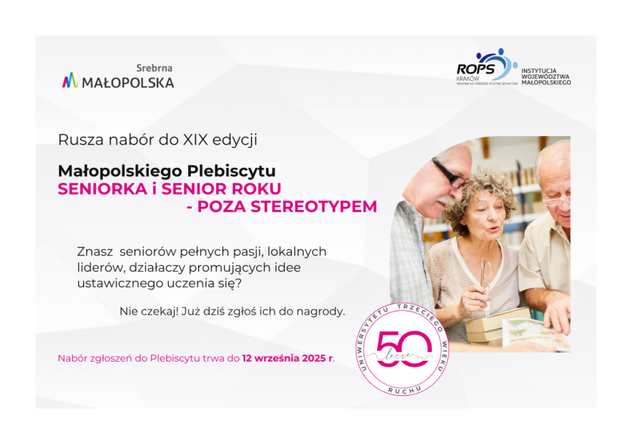 Dziewiętnasta odsłona Małopolskiego Plebiscytu „Seniorka i Senior Roku - Poza Stereotypem